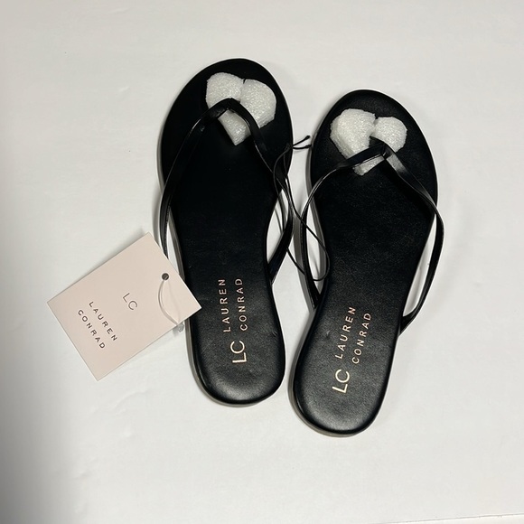 🆕Lauren Conrad Sandal Flip Flop Black Size 5 - Picture 2 of 4
